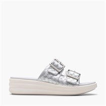 Clarks Womens Drift Buckle D-Fit Sandals Silver