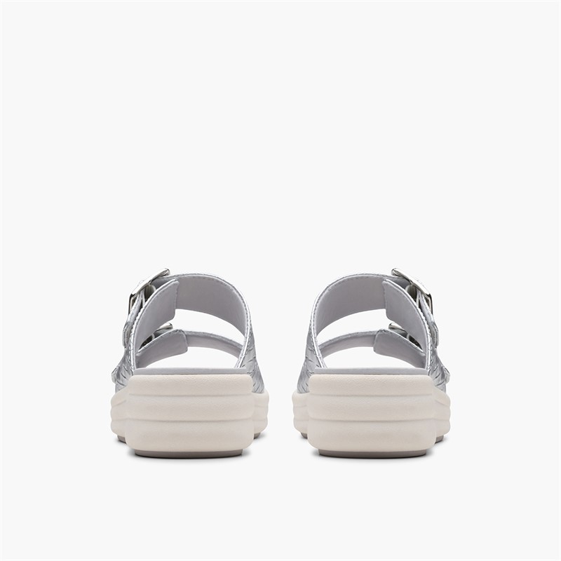 Clarks Womens Drift Buckle D-Fit Sandals Silver