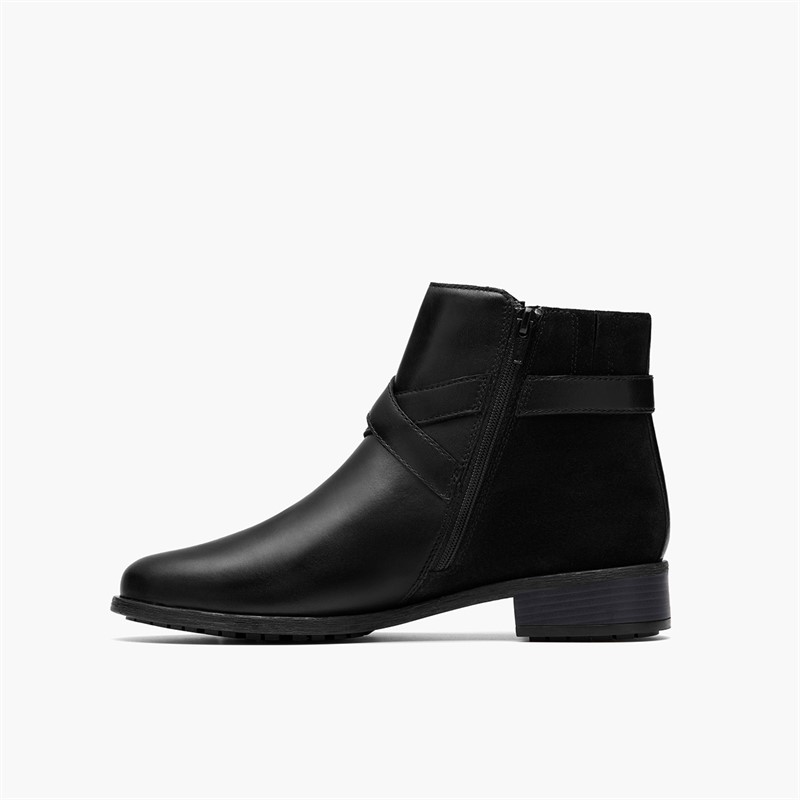 Clarks Womens Havisham Bay D-Fit Buckle Boots Black