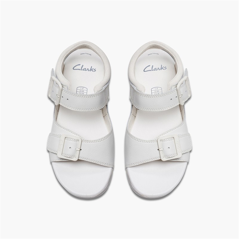 Clarks Kids Baha F-Fit Beach Sandals White