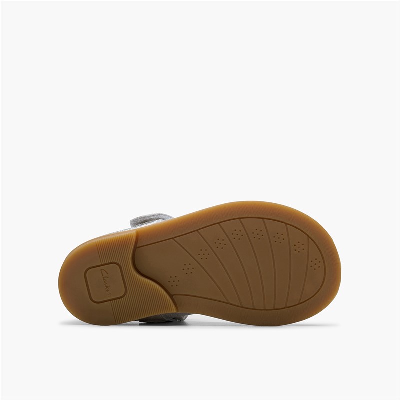 Clarks Infant Girls Drew F-Fit Mary Jane Shoes Silver