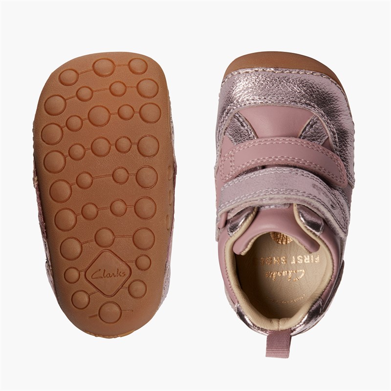 Clarks Infant Girls Tiny Sky H-Fit Trainers Dusty Pink