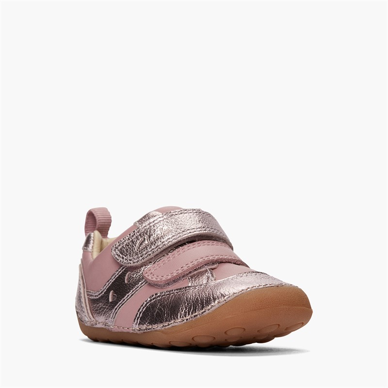 Clarks Infant Girls Tiny Sky H-Fit Trainers Dusty Pink