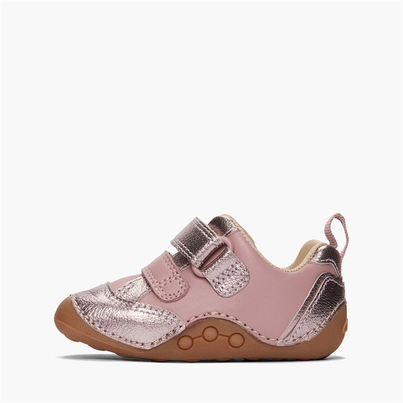 Clarks Infant Girls Tiny Sky H-Fit Trainers Dusty Pink