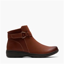 Clarks Womens Carleigh Drift D-Fit Buckle Boots British Tan