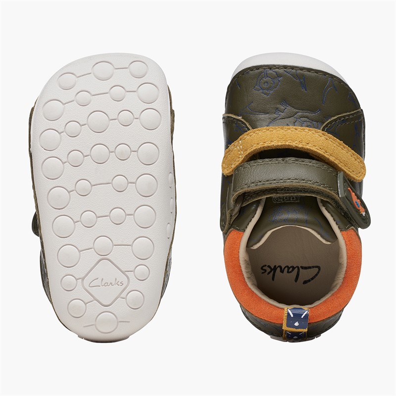 Clarks Infant Boys Tiny Rex H-Fit Trainers Khaki
