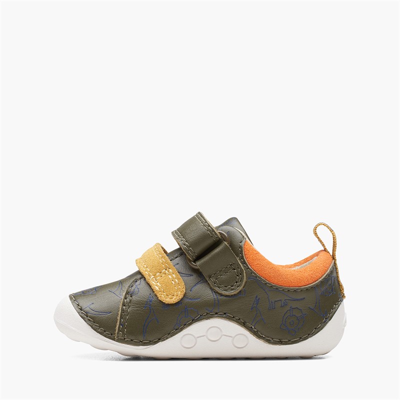 Clarks Infant Boys Tiny Rex H-Fit Trainers Khaki