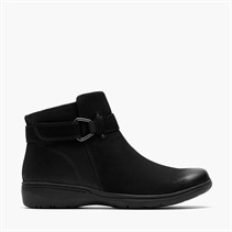 Clarks Womens Carleigh Drift D-Fit Buckle Boots Black