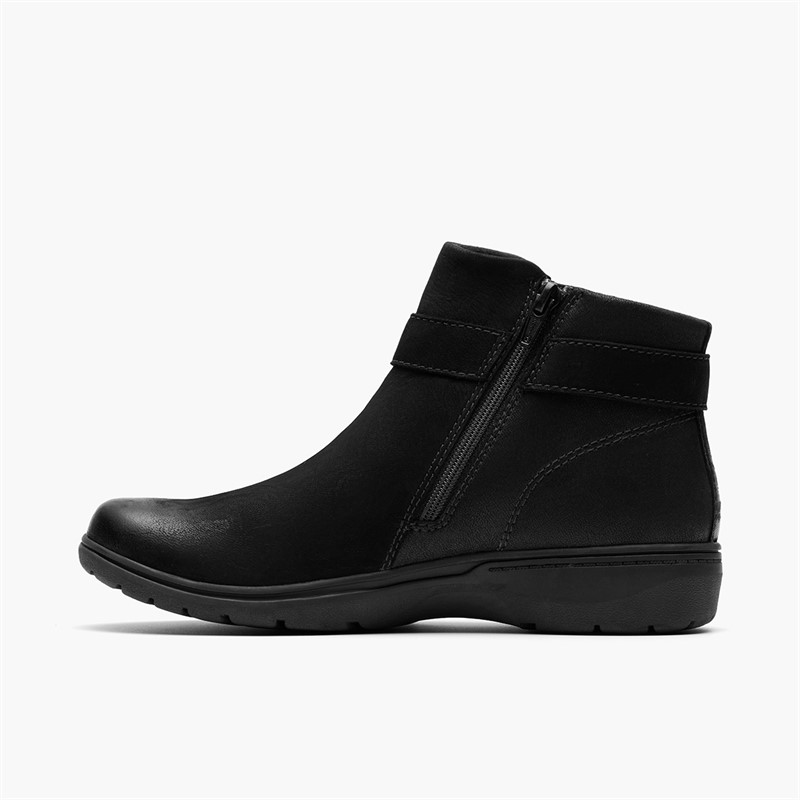 Clarks Womens Carleigh Drift D-Fit Buckle Boots Black