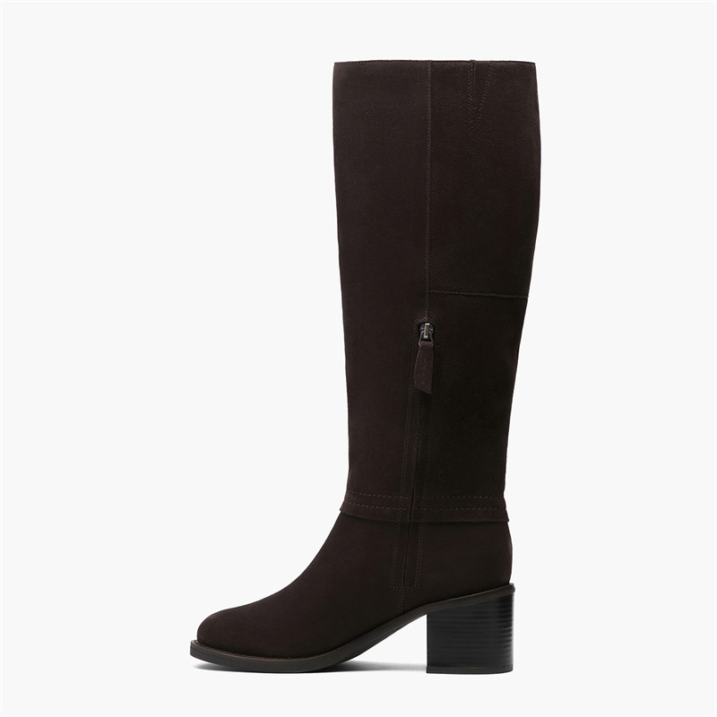 Clarks Womens Chamberly D-Fit Hi Boots Dark Brown