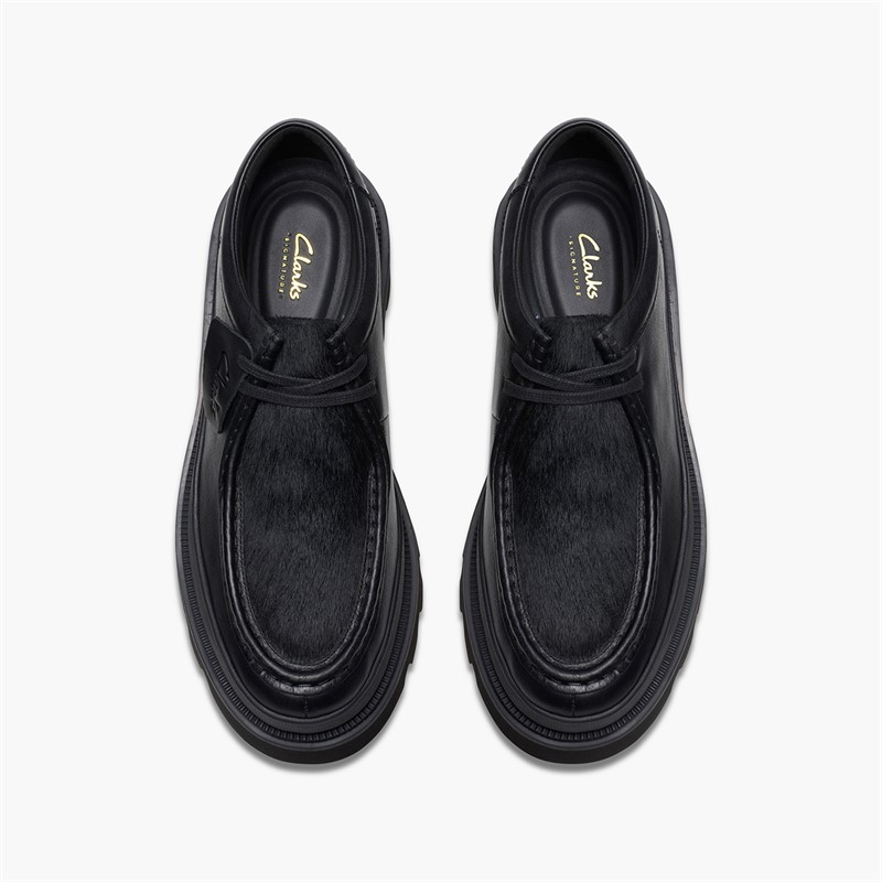 Clarks Mens Badell Seam Shoes Black Mono