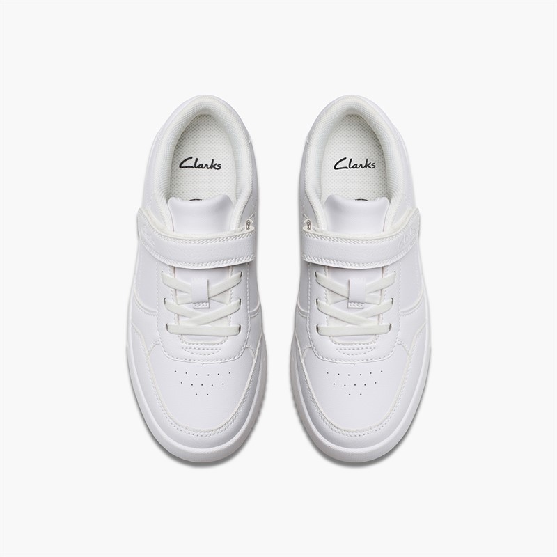 Clarks Kids Barley Step G-Fit Trainers White
