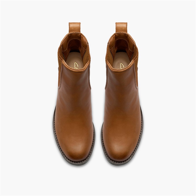 Clarks Womens Chamberly D-Fit Heeled Chelsea Boots Tan