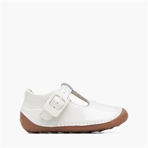 Clarks Infant Girls Tiny Beat H-Fit T-Bar Shoes White Patent