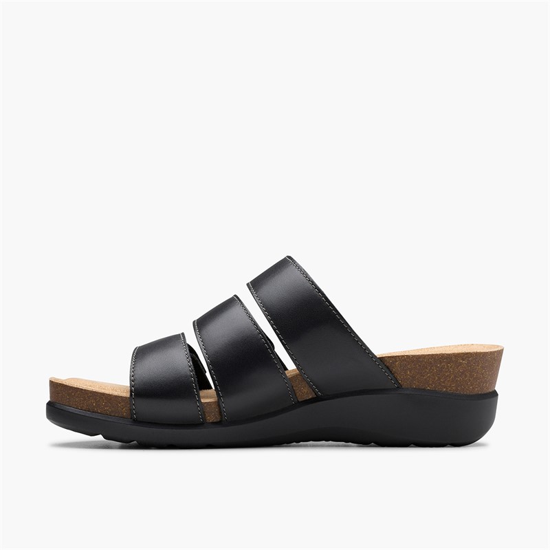 Clarks Womens Calenne Lily D-Fit Sandals Black