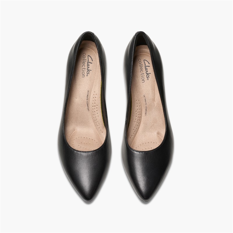 Clarks Womens Kepley Vine E-Fit Heeled Shoes Black