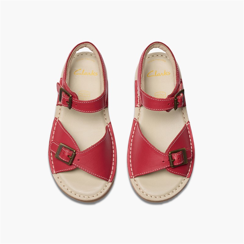 Clarks Girls Play Sun Reef F-Fit Sandals Red
