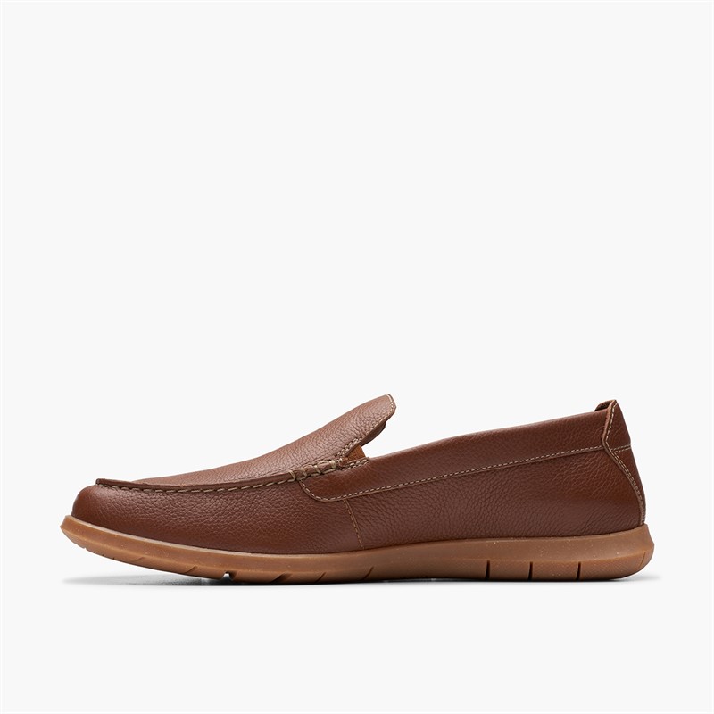 Clarks Mens Flexway Step G-Fit Loafers Light Brown