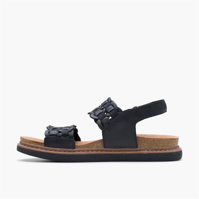 Clarks Womens Arwell Glide D-Fit Sandals Black
