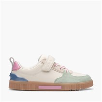 Clarks Girls Olo Vibe F-Fit Trainers White/Pink
