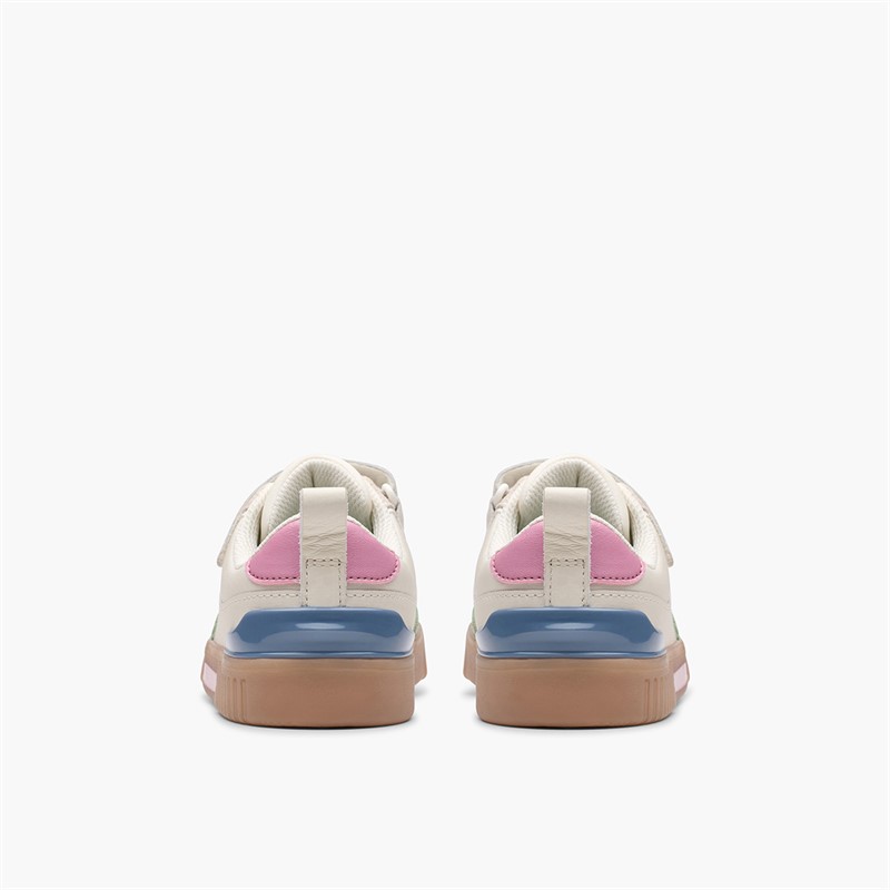 Clarks Girls Olo Vibe F-Fit Trainers White/Pink