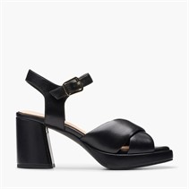 Clarks Womens Ritzy75 Rae D-Fit Chunky Heel Shoes Black