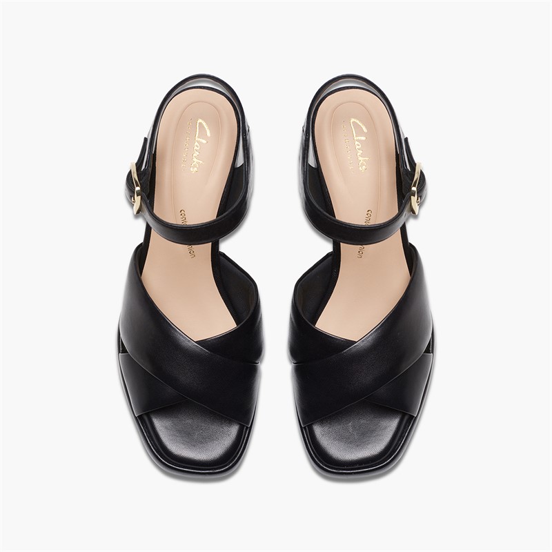 Clarks Womens Ritzy75 Rae D-Fit Chunky Heel Shoes Black