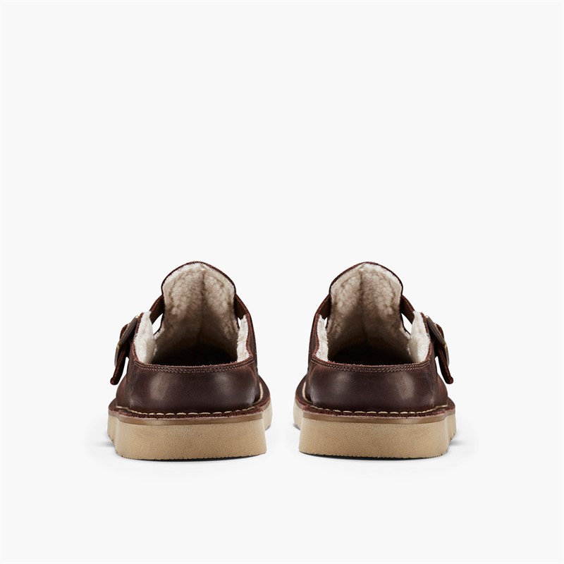 Clarks Mens Solsbury G-Fit Mules Brown