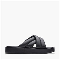 Clarks Womens Alda Glide D-Fit Sliders Black