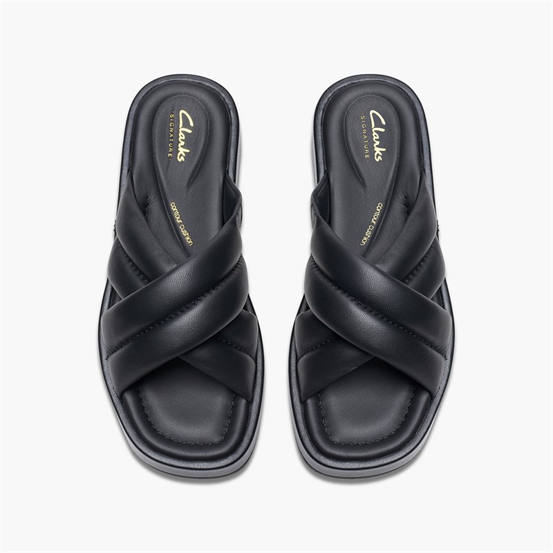 Clarks Womens Alda Glide D-Fit Sliders Black