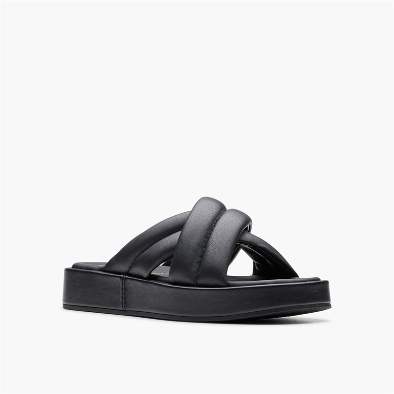 Clarks Womens Alda Glide D-Fit Sliders Black