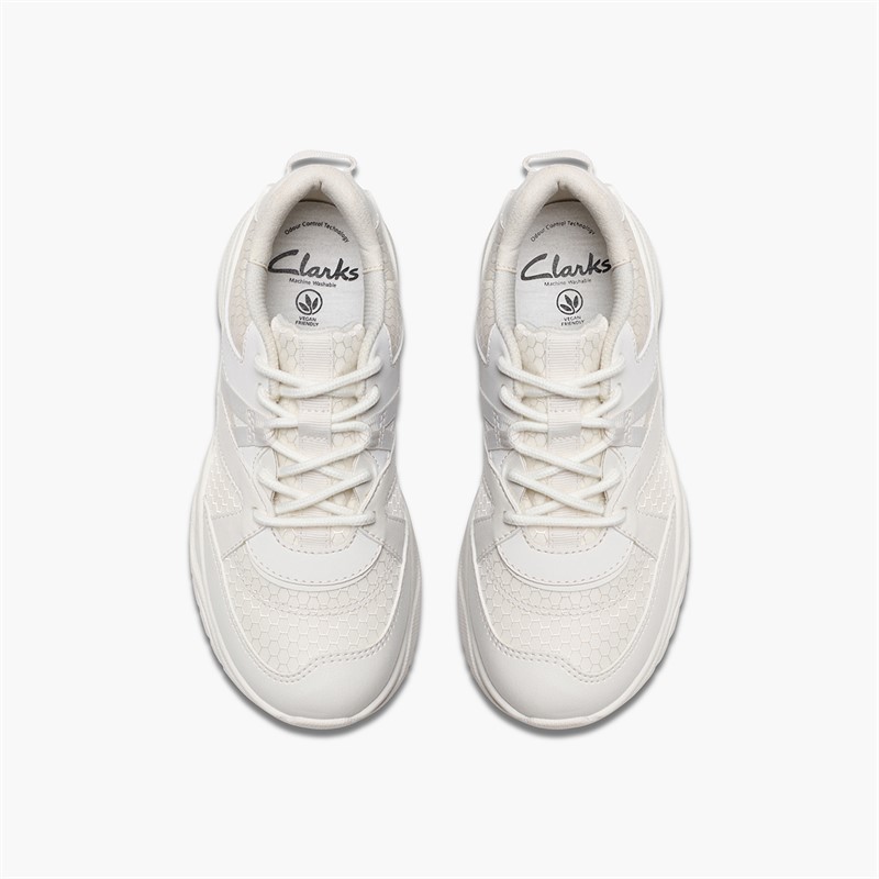 Clarks Kids Feather Pace F-Fit Trainers White
