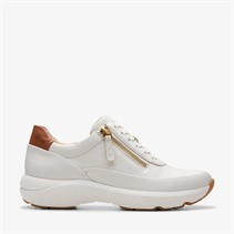 Clarks Herren Premium Damen Tivoli Seiten Reißverschluss Turnschuhe 1238 Off White Lea