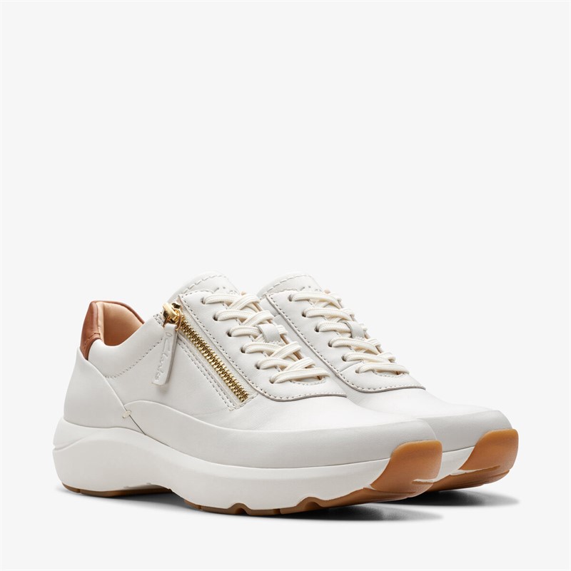 Clarks Herre Premium Dame Tivoli Side Zip Træningssko 1238 Off White Lea