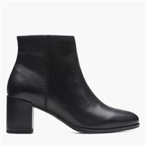 Clarks Womens Freva 55 Side Zip Boots Black Leather
