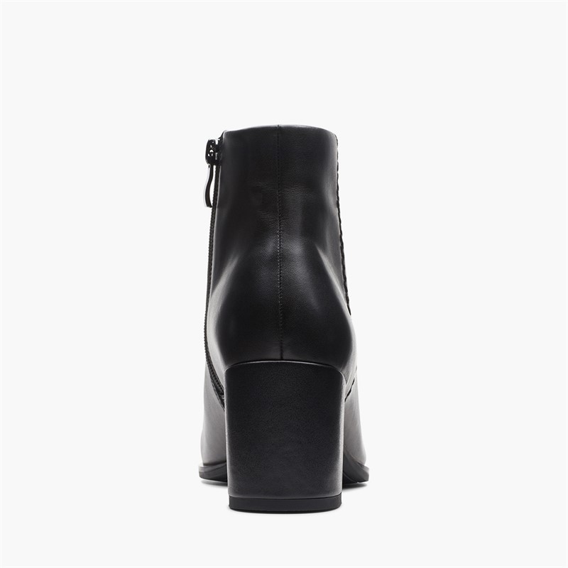 Clarks Womens Freva 55 Side Zip Boots Black Leather