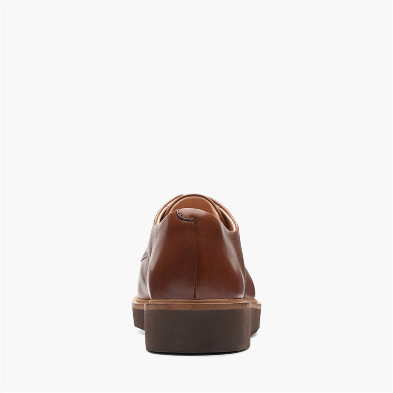Clarks Womens Glickly Derby Shoes Dark Tan Leather