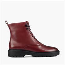Clarks Womens Witcombe Hi 2 Boots Burgundy Leather
