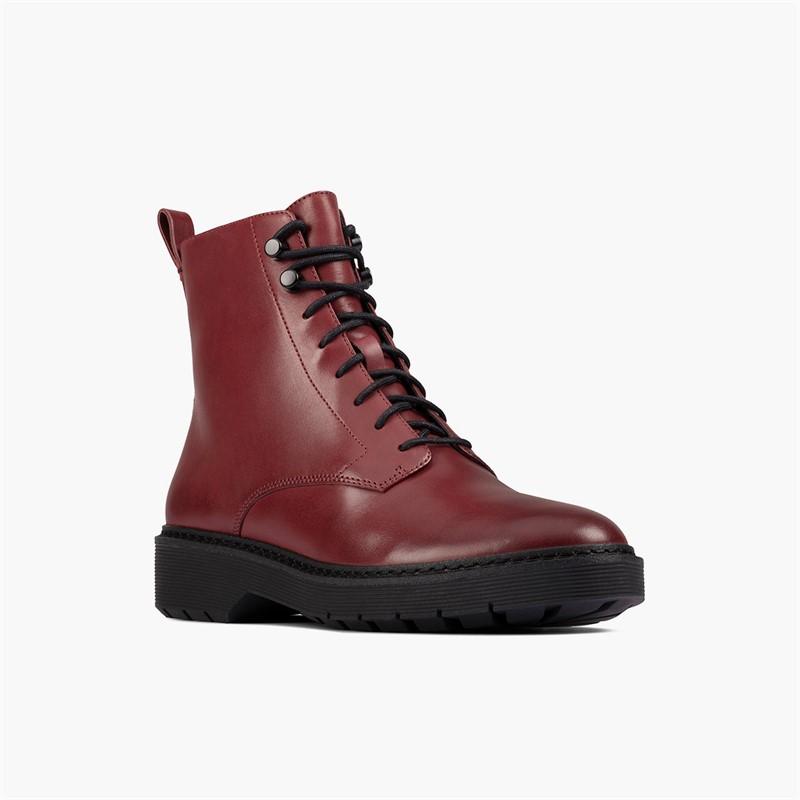 Clarks Womens Witcombe Hi 2 Boots Burgundy Leather