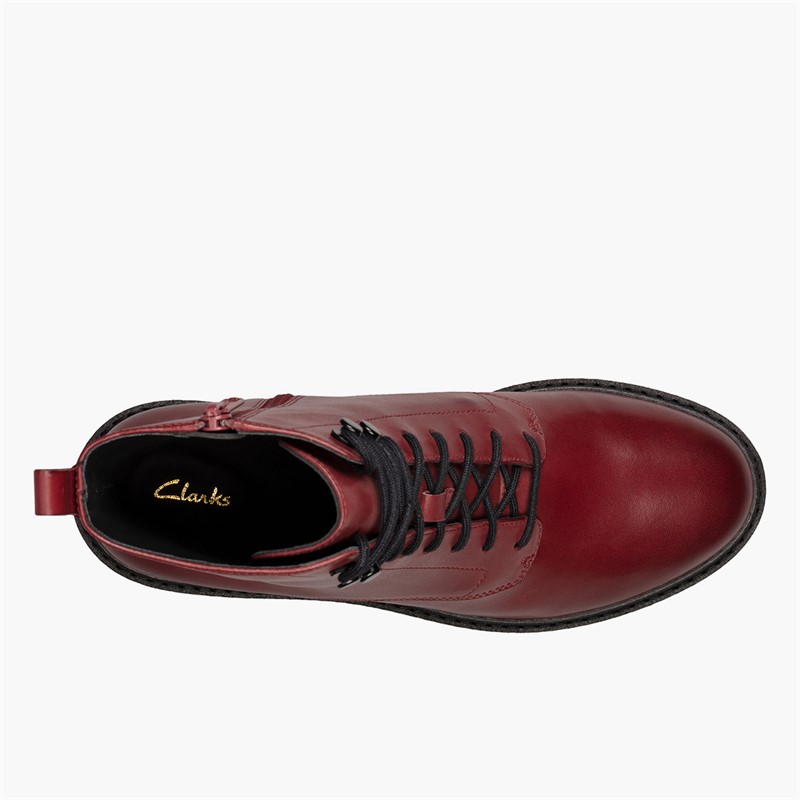 Clarks Womens Witcombe Hi 2 Boots Burgundy Leather