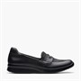 Clarks Womens Ellowyn Penny Loafers Black Leather