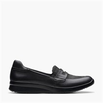 Clarks Womens Ellowyn Penny Loafers Black Leather