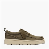 Clarks Mens Polden Moc Shoes Olive Canvas