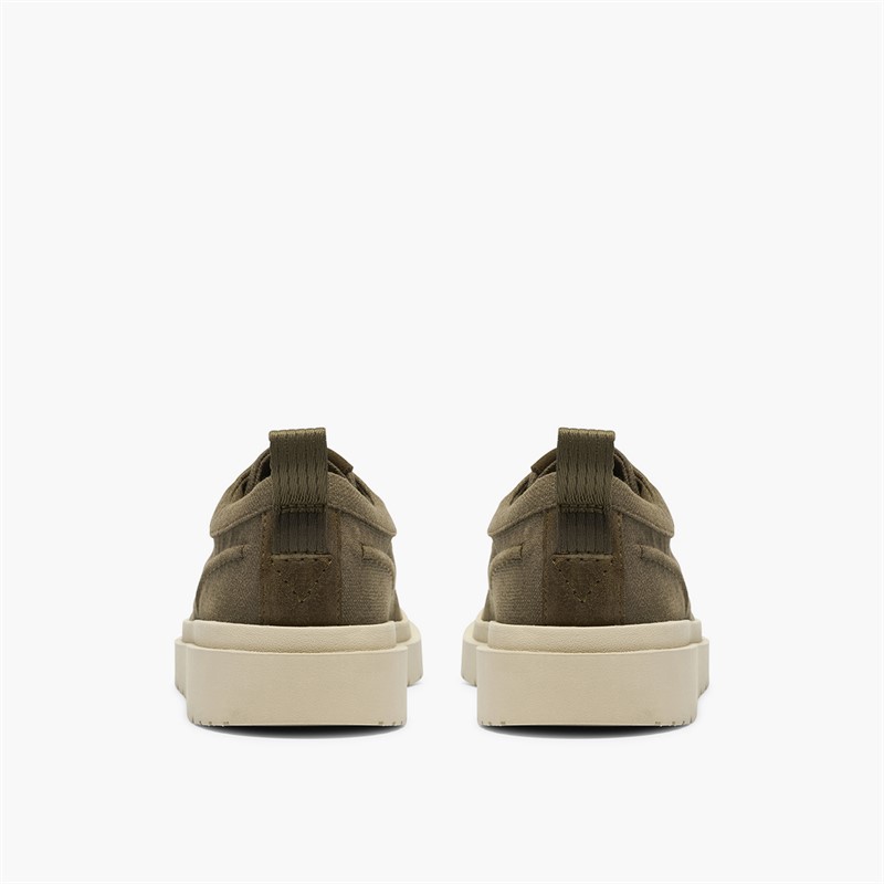 Clarks Mens Polden Moc Shoes Olive Canvas