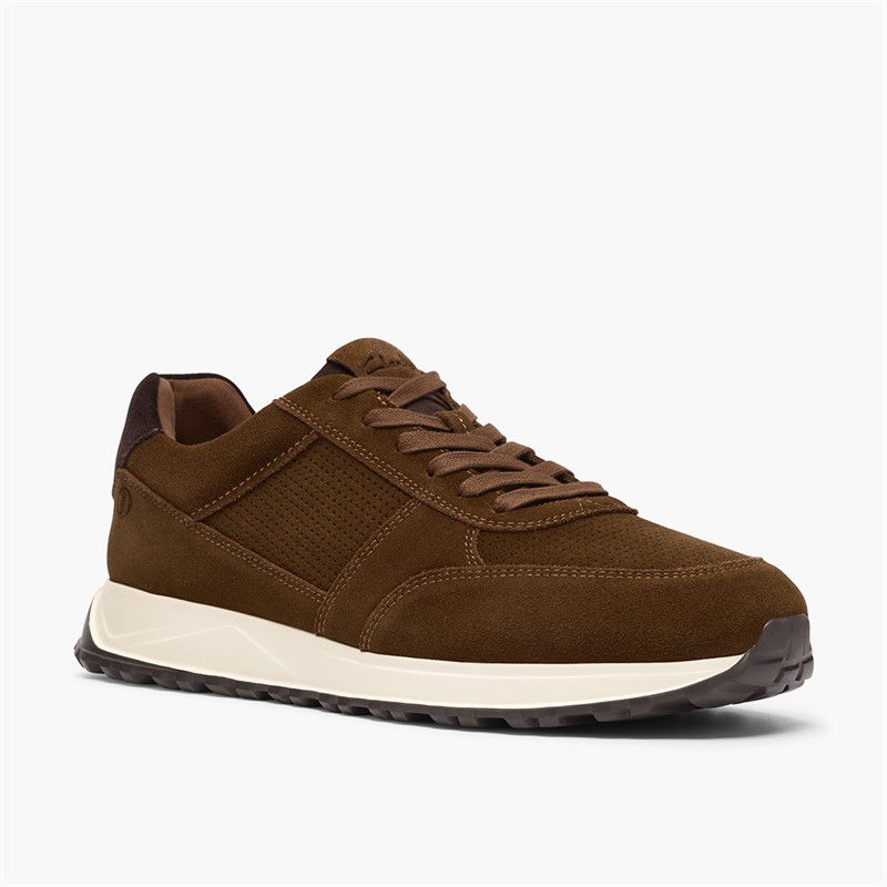 Clarks Mens Radwell Tie Trainers Cola Suede