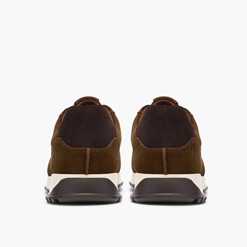Clarks Mens Radwell Tie Trainers Cola Suede