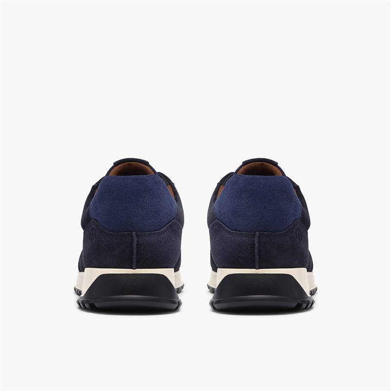 Clarks Mens Radwell Tie Trainers Navy Suede