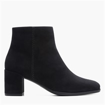 Clarks Womens Freva 55 Side Zip Boots Black Suede Black Sde