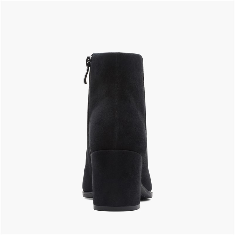 Clarks Womens Freva 55 Side Zip Boots Black Suede Black Sde