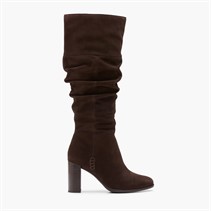 Clarks Womens Freva 85 Slouch Tall Boots Dark Brown Suede
